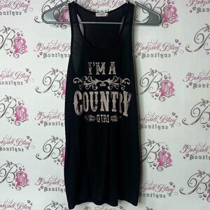 STMT tank top graphic western cowgirl country Black Country Girl Tank Top